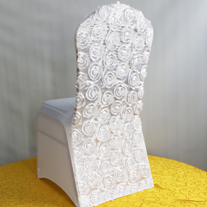 Rosette <span class=keywords><strong>Flower</strong></span> <span class=keywords><strong>Chair</strong></span> Cover Spandex Fancy Christmas Rose Bordar Cadeira Cover Universal Hotel Banquete Decoração Do Partido - Product Image 3
