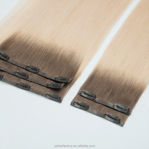 Extensiones de Cabello Humano con Clip, Color Ombre Marrón Rubio, Cabello Remy, Doble Trama a Máquina, Puntas Completas - Product Image 4
