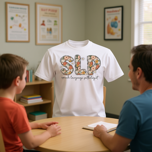 Camiseta para logopedista con diseño floral, color blanco, unisex - Product Image 3