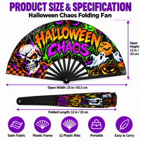 Éventail Pliant Personnalisé de Luxe en Gros, 33 cm (13 pouces), en Plastique, Bambou ou Bois, pour Halloween et Marchés