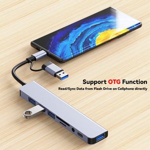 OEM ODM 8 en 1 <span class=keywords><strong>USB</strong></span> C Hub <span class=keywords><strong>USB</strong></span> 3,0 Estación de acoplamiento de aluminio Hub de datos para computadora portátil y teléfono Hub <span class=keywords><strong>USB</strong></span> de 8 puertos con productos en stock - Product Image 6