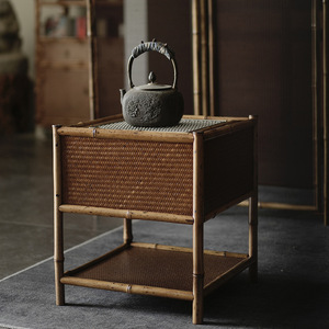 Chinese retro style double-layer charcoal <b>stove</b> with bamboo mat, suitable for brewing tea around the <b>stove</b>, and a home tea room - Product Image 1