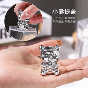 Hy-0233 Soporte para Palillos de Dientes con Diseño de Oso, Caja de Almacenamiento de Hisopos de Algodón de Gran Capacidad para Escritorio, con Tapa de Oso Plateado - Product Image 2