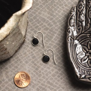 Black Onyx Round Drop <b>Earrings</b> 925 Sterling Silver Ear Wires Petite Elegant Gemstone <b>Earrings</b> Gift For Women - Product Image 4
