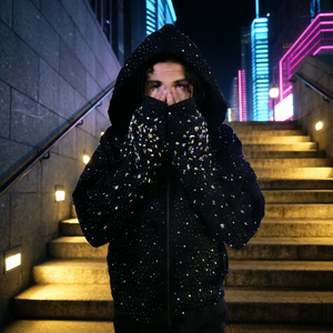 Fabricante de Ropa Personalizada, Sudadera con Cremallera Completa y Pedrería, Sudadera con Capucha para Hombre, Sudadera con Capucha de Alta Calidad con Pedrería para Hombre - Product Image 1