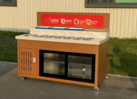 Station de sauces mobile pour bar à condiments de hot pot avec distributeurs de comptoir et vitrine en verre pour les entreprises de restauration