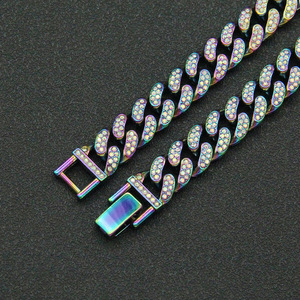 Pulsera de Cadena Cubana Completa, Elegante y Colorida para Hombre, Joyería de 13mm de Ancho, Collar de Moda Tanjing Lijing - Product Image 3