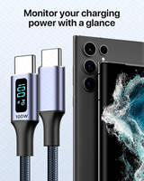Câble USB Type C vers C PD100W 66W pour téléphone portable, ordinateur portable, câble de charge de données, charge rapide 6A, affichage LED, cordon USBC 0,5M/1M/2M