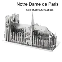 Série de puzzles 3D en métal sur l'architecture des monuments : Notre-Dame, Château de la Belle au bois dormant, modèle de collection DIY avec 50 pièces, 5 étoiles