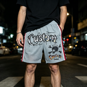 Custom Men's Mesh Shorts Sublimation Printed Pattern Street Style Breathable <b>Elastic</b> Waist Side Stripe Shorts - Product Image 1