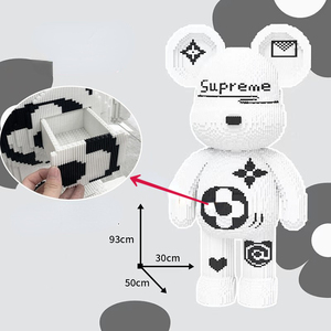 Nuevas Llegadas, <span class=keywords><strong>Mini</strong></span> Bloques de Construcción Armables, Oso de 93 cm, Colección de Micro Bloques de Construcción, Figuras de Oso Bearbrick, Juguetes con Luz LED - Product Image 1