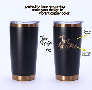 Vaso Térmico de Acero Inoxidable de 20 oz con Borde Dorado, Diseño Personalizado de Cobre, Taza para Chocolates, Botella de Agua, Recubrimiento Electrolítico en Oro - Product Image 1