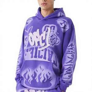 Ensemble de survêtement streetwear épais violet délavé, 360 grammes, 100% coton, avec sweat à capuche et pantalon - Product Image 1