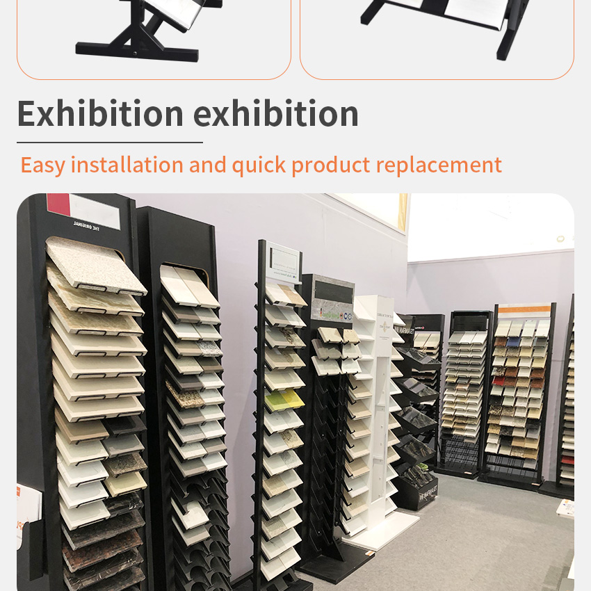 High Quality Metal Sample Holder Custom Floor Standing Quartz Marble Ceramic Tiles Showroom Stand Display Racks Tile Stone