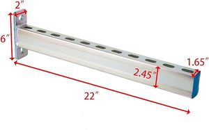 HENENG 4 Pack 22-Inch Steel <b>Shelf</b> <b>Brackets</b>, Heavy Duty Galvanized Slotted Strut Channel Support for DIY Shelving, Pipe & Display - Product Image 2
