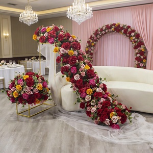 Chemin de table en fleurs artificielles très prisé, bouquet de fleurs colorées pour <span class=keywords><strong>la</strong></span> décoration de table de mariage - Product Image 1