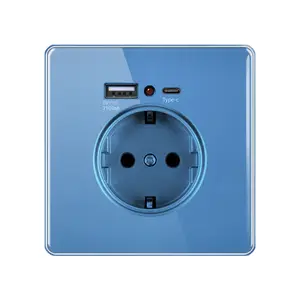 Interruptor mecánico de cristal azul, pulsador inteligente moderno con WiFi, 1 Banda, 2 entradas, individual, doble, tradicional