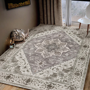 Tapis Bohème Vintage à Motifs Floraux en Polyester Fabriqué à <span class=keywords><strong>la</strong></span> Machine 4x6 Lavable Antidérapant Ultra Doux à Poils Courts Tons Terreux pour Chambre et Crèche - Product Image 1
