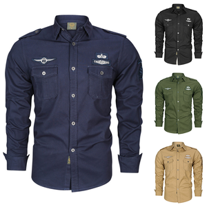 Nouvelle <span class=keywords><strong>chemise</strong></span> en jean boutonnée pour homme <span class=keywords><strong>avec</strong></span> poche à manches longues <span class=keywords><strong>chemise</strong></span> <span class=keywords><strong>cargo</strong></span> de sécurité formation randonnée - Product Image 1