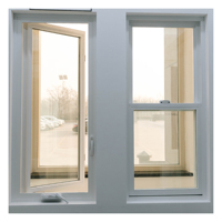 Ventana de PVC con Marco Delgado, Máxima Transmisión de Luz, Estilo Abatible para Exteriores, Hoteles, Sótanos, Apartamentos, con Persiana Enrollable
