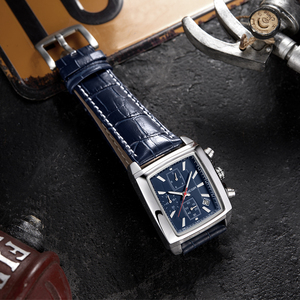 Montres pour homme Megir 2028, marque originale, montres à quartz en cuir tendance, montres de luxe pour homme, montre chronographe carrée - Product Image 6