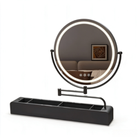 Table de maquillage pliable de style princesse avec miroir unidirectionnel, écran tactile vertical LED et éclairage réglable à trois couleurs