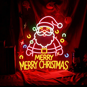 Letrero LED de Neón con Diseño de Santa Claus para Navidad, Rectangular, Acrílico, Decoración para Fiestas, 2700K, Blanco Cálido, IP65 - Product Image 1