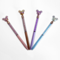 Bolígrafo de Plástico de Diseño Animado O&Q, Bolígrafo Infantil con Diseño de Ratón y Brillo, Hermoso Regalo para Niñas