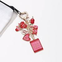 Porte-clés en alliage émaillé rose bonbon en forme de ballon, breloque lèvres roses, bijou d'amour pour couple, pendentif de sac, accessoires de mode DIY