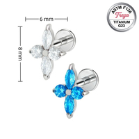 Body ASTM-F136 Titanium Zircon Piercing Earrings Tragus Helix Daith Lobe Devil Flat Back Ear Lip Stud Labret Piercing Jewelry