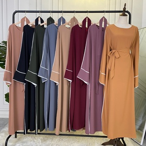 6472 #   Abaya Nida de Haute Qualité à Bordures, Robe Maxi de Prière pour Femmes Musulmanes, Couleur Unie avec Tissage Naturel Complet Blanc - Product Image 6