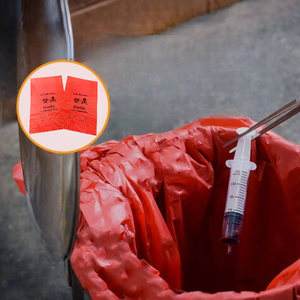 Sac à déchets médicaux sur rouleau, sac à déchets infectieux à risque biologique, taille 14 pouces, personnalisable, HDPE jetable rouge avec cordon en PP pour hôpital - Product Image 1