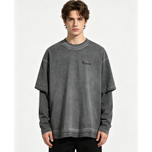 <span class=keywords><strong>Camiseta</strong></span> Personalizada de Manga Larga de Doble Capa, 100% Algodón, <span class=keywords><strong>Cuello</strong></span> Redondo, Talla Grande, de Alta Calidad, Secado Rápido, Transpirable, Informal para Hombre - Product Image 5