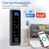 Controlador de Acceso con Huella Digital y Código, Resistente a la Intemperie, con Wifi y App Tuya, 12V / 24V, con Doble Tarjeta RFID 125khz / 13.56mhz