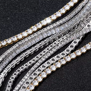 Pasokan pabrik murah kalung dan rantai gelang tenis satu baris Hip Hop rantai kuningan zirkon 3mm 4mm 5mm 6mm - Product Image 4