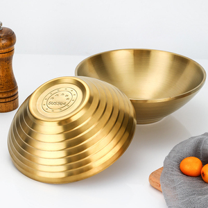 Restaurant Golden <span class=keywords><strong>Ramen</strong></span> Bols Style Coréen 304 En Acier Inoxydable Double Couche Salade Snack Bol De Service pour Udon Pho Pâtes Céréales - Product Image 6