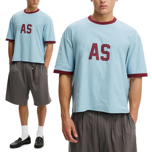 เสื้อยืดคอกลมแขนยาวลำลองสำหรับผู้ชาย KingSen OEM สีบล็อก ผ้าฝ้าย 100% 250 กรัม พิมพ์ลายด้วยเทคนิคซิลค์สกรีน ล้างสีแบบแอซิดวอช - Product Image 1