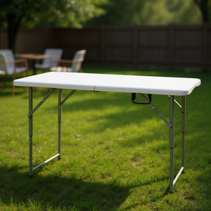 Mesa de comedor plegable portátil Db de 4 pies, rectangular, de metal, para patio y camping. - Product Image 2