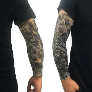 New Fashion Tattoo Sleeve Stocks Custom Cool Sun Protect Cycling High Elastic Nylon Tatoo Sleeves