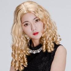 Peluca Rubia de ondas sueltas de fibra resistente al calor de alta calidad, tamaño de gorra pequeña, suministros para fiestas de teatro y eventos de longitud larga - Product Image 1