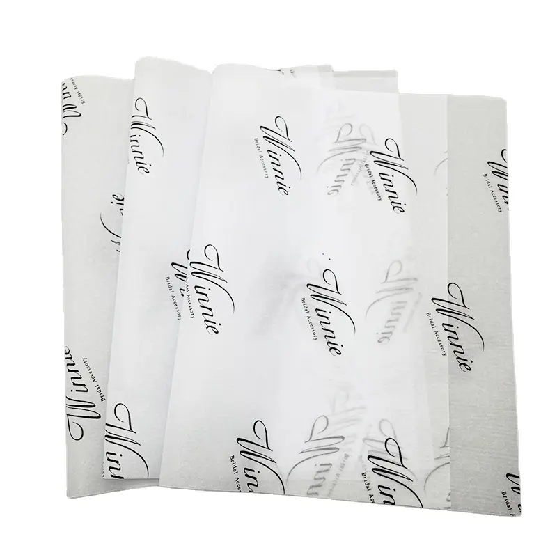 Embalagem de tamanho personalizado, lenço de papel de embrulho de natal com logotipo, cera de presente de marca rosa, branco e preto, personalizado com estampa personalizada