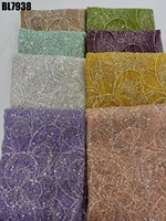 Tissu brodé de luxe haut de gamme de Dubaï, dentelle française faite à la main avec perles et paillettes, parfait pour les robes de mariage et de soirée