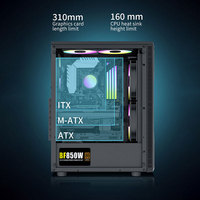 Lovingcool Factory ATX/M-ATX boîtier d'ordinateur avec boîtier de jeu de bureau en verre trempé et tours avec bande d'éclairage et ventilateurs