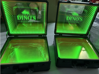 Boîte de présentation lumineuse LED personnalisée en acrylique pour viande, miroir intégré, mallette de transport pour bœuf, étui de présentation pour steak, finition or/argent