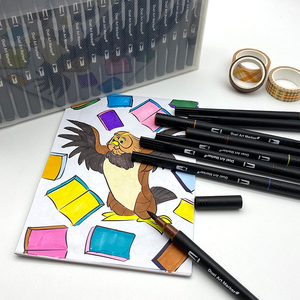 Venta al por mayor de pinceles de acuarela personalizados de doble punta no tóxicos de nailon rotuladores de color de agua para dibujo de niños escolares - Product Image 5
