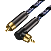 Câble audio RCA blindé double 2 m, connecteurs plaqués or à angle droit de 90 degrés, mâle-mâle, pour haut-parleurs coaxiaux de voiture et caisson de basses