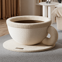 Produits pour animaux de compagnie en gros : Lit-griffoir pour chats en corde de sisal enroulée en forme de tasse à café, pour griffer et se reposer, 2 en 1