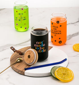 16oz 20oz blank sublimation colorful glassato soda water juice beer can glasses con coperchio in bambù e cannuccia - Product Image 6