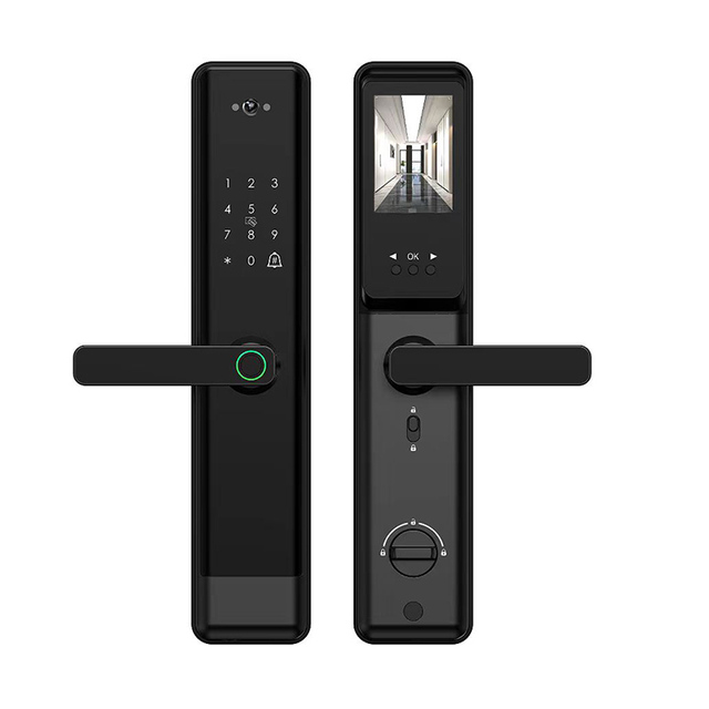 Multi-language Remote Control Tuya Wifi Biometric Digital Panel Electric Bolt 6068 Mortise Smart Camera Door Lock