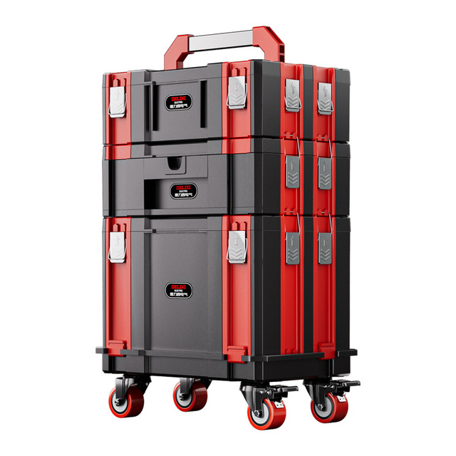 Portable Heavy-Duty Modular Electrical Toolbox Assembleable Multi-Functional Plastic for Hardware Tools